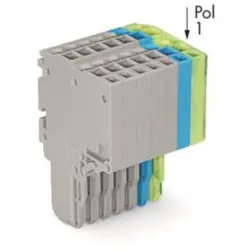 2-wire female connector, 8 pole, pitch 3.5 mm, straight, gray/blue/green-yellow, 2020-208/000-038