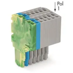 2-wire female connector, 8 pole, pitch 3.5 mm, straight, green-yellow/blue/gray, 2020-208/000-039