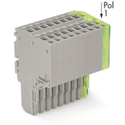 2-wire female connector, 9 pole, pitch 3.5 mm, straight, gray/green-yellow, 2020-209/000-036 - 1