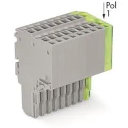 2-wire female connector, 11 pole, pitch 3.5 mm, straight, gray/green-yellow, 2020-211/000-036