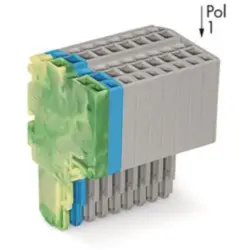 2-wire female connector, 11 pole, pitch 3.5 mm, straight, green-yellow/blue/gray, 2020-211/000-039