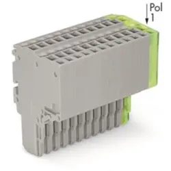 2-wire female connector, 12 pole, pitch 3.5 mm, straight, gray/green-yellow, 2020-212/000-036