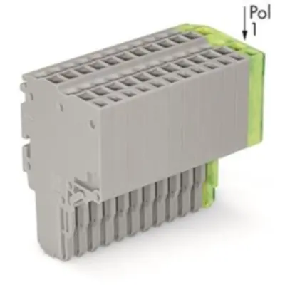 2-wire female connector, 15 pole, pitch 3.5 mm, straight, gray/green-yellow, 2020-215/000-036 - 1