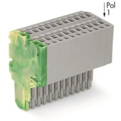 2-wire female connector, 15 pole, pitch 3.5 mm, straight, green-yellow/gray, 2020-215/000-037 - 1