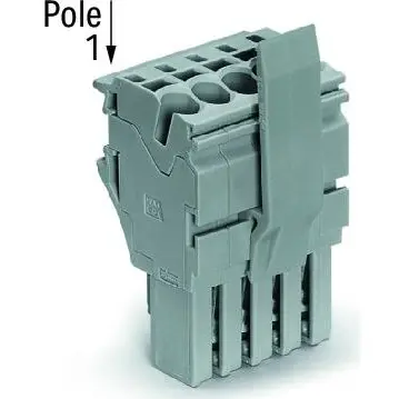 1-wire female connector, 1 pole, pitch 5.2 mm, straight, gray, 2022-101/122-000 - 1