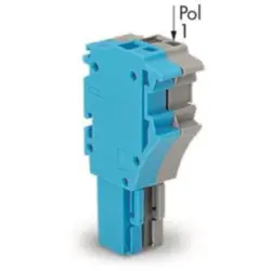 1-wire female connector, 2 pole, pitch 5.2 mm, straight, gray/blue, 2022-102/000-038