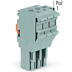 1-wire female connector, 2 pole, pitch 5.2 mm, straight, gray, 2022-102/999-953