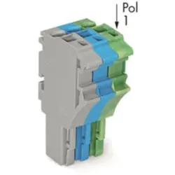 1-wire female connector, 3 pole, pitch 5.2 mm, straight, gray/blue/green-yellow, 2022-103/000-038
