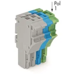 1-wire female connector, 4 pole, pitch 5.2 mm, straight, gray/blue/green-yellow, 2022-104/000-038