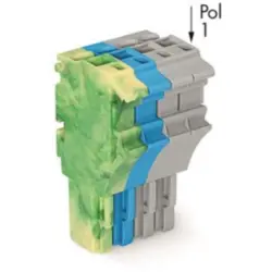 1-wire female connector, 4 pole, pitch 5.2 mm, straight, green-yellow/blue/gray, 2022-104/000-039/999-953