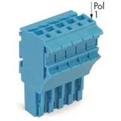 1-wire female connector, 5 pole, pitch 5.2 mm, straight, blue, 2022-105/000-006