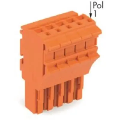 1-wire female connector, 5 pole, pitch 5.2 mm, straight, orange, 2022-105/000-012 - 1