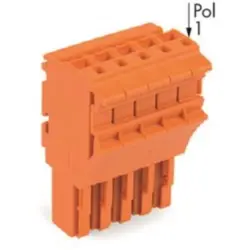 1-wire female connector, 5 pole, pitch 5.2 mm, straight, orange, 2022-105/000-012