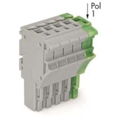1-wire female connector, 5 pole, pitch 5.2 mm, straight, green-yellow/gray, 2022-105/000-036 - 1
