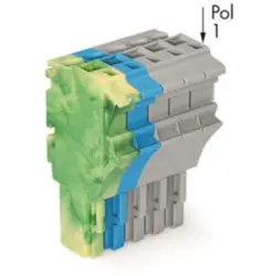 1-wire female connector, 5 pole, pitch 5.2 mm, straight, green-yellow/blue/gray, 2022-105/000-039