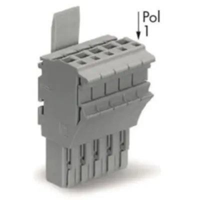 1-wire female connector, 5 pole, pitch 5.2 mm, straight, gray, 2022-105/123-000 - 1