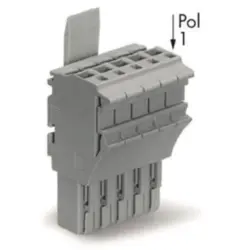 1-wire female connector, 5 pole, pitch 5.2 mm, straight, gray, 2022-105/123-000