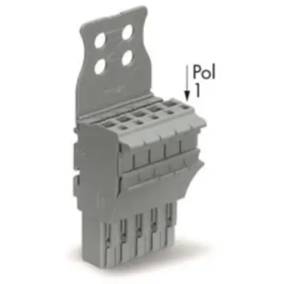 1-wire female connector, 5 pole, pitch 5.2 mm, straight, gray, 2022-105/134-000 - 1