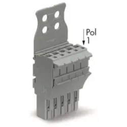 1-wire female connector, 5 pole, pitch 5.2 mm, straight, gray, 2022-105/134-000