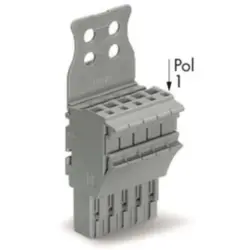 1-wire female connector, 5 pole, pitch 5.2 mm, straight, gray, 2022-105/144-000