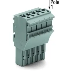 1-wire female connector, 5 pole, pitch 5.2 mm, straight, gray, 2022-105/999-953