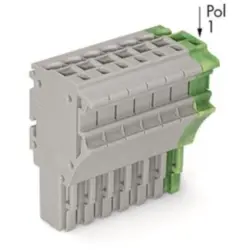 1-wire female connector, 8 pole, pitch 5.2 mm, straight, green-yellow/gray, 2022-108/000-036