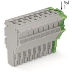1-wire female connector, 9 pole, pitch 5.2 mm, straight, green-yellow/gray, 2022-109/000-036