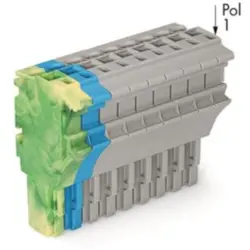 1-wire female connector, 10 pole, pitch 5.2 mm, straight, green-yellow/blue/gray, 2022-110/000-039