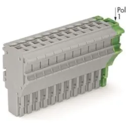 1-wire female connector, 12 pole, pitch 5.2 mm, straight, green-yellow/gray, 2022-112/000-036