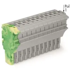 1-wire female connector, 12 pole, pitch 5.2 mm, straight, gray/green-yellow, 2022-112/000-037