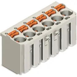 1-wire female connector, 6 pole, pitch 5 mm, straight, light gray, 2092-1126