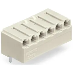 Socket header, 6 pole, pitch 5 mm, angled, light gray, 2092-1326/200-000