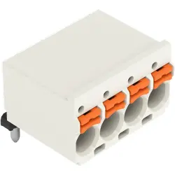 Socket header, 4 pole, pitch 5 mm, angled, light gray, 2092-1374