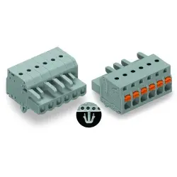 Socket header, 9 pole, pitch 5 mm, angled, gray, 2231-109/008-000