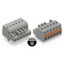 Socket header, 20 pole, pitch 5 mm, angled, gray, 2231-120/008-000