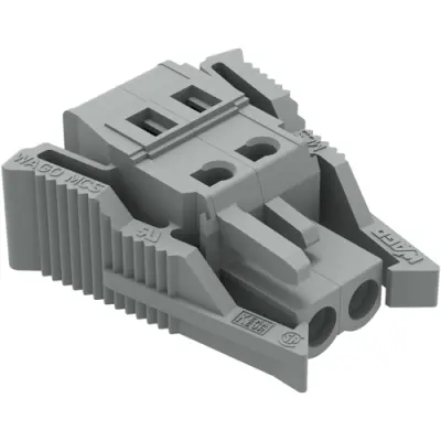 Socket header, 2 pole, pitch 5 mm, angled, gray, 231-102/037-000 - 1