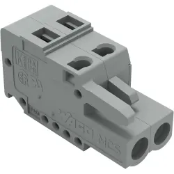 Socket header, 2 pole, pitch 5 mm, angled, gray, 231-102/102-000