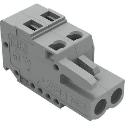 Socket header, 2 pole, pitch 5 mm, angled, gray, 231-102/102-000 - 1