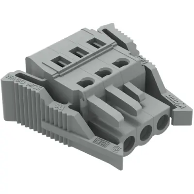 Socket header, 3 pole, pitch 5 mm, angled, gray, 231-103/037-000 - 1