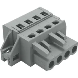 Socket header, 4 pole, pitch 5 mm, angled, gray, 231-104/031-000