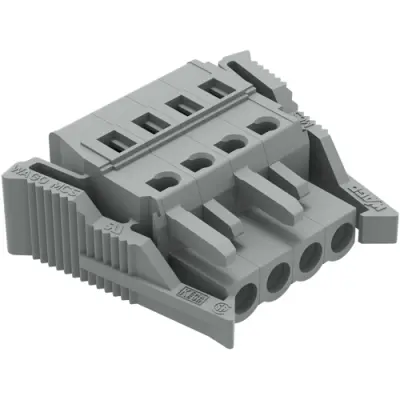 Socket header, 4 pole, pitch 5 mm, angled, gray, 231-104/037-000 - 1