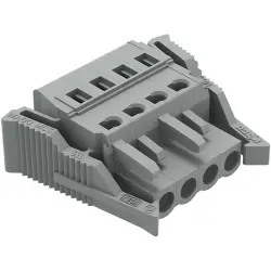 Socket header, 4 pole, pitch 5 mm, angled, gray, 231-104/037-000