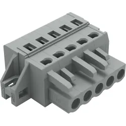 Socket header, 5 pole, pitch 5 mm, angled, gray, 231-105/031-000