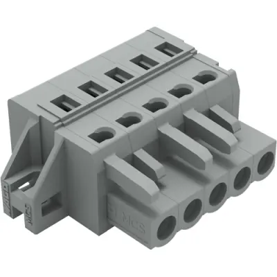 Socket header, 5 pole, pitch 5 mm, angled, gray, 231-105/031-000 - 1