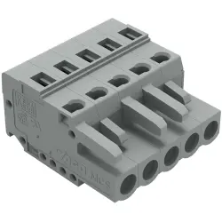 Socket header, 5 pole, pitch 5 mm, angled, gray, 231-105/102-000