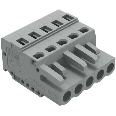 Socket header, 5 pole, pitch 5 mm, angled, gray, 231-105/102-000 - 1
