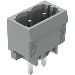 Pin header, 2 pole, pitch 5 mm, straight, gray, 231-162/001-000