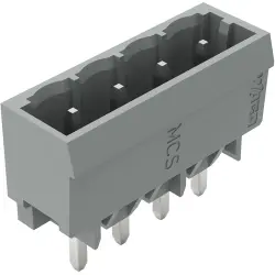 Pin header, 4 pole, pitch 5 mm, straight, gray, 231-164/001-000