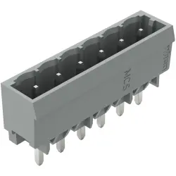 Pin header, 6 pole, pitch 5 mm, straight, gray, 231-166/001-000
