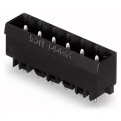 Pin header, 6 pole, pitch 5 mm, straight, black, 231-166/001-000/105-604